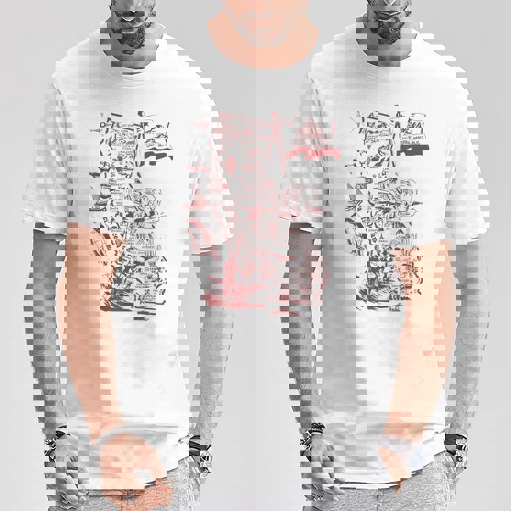 Trendy California Republic Landmarks Map Outlineintage Tシャツ 面白い贈り物