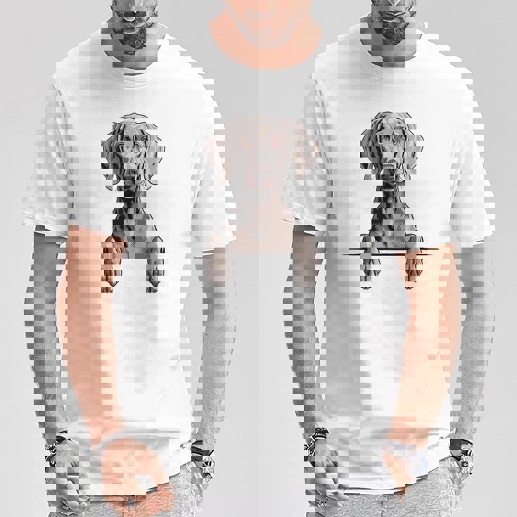 Weimaraner 面白い 覗き見ポケット 子犬 犬好き Tシャツ 面白い贈り物