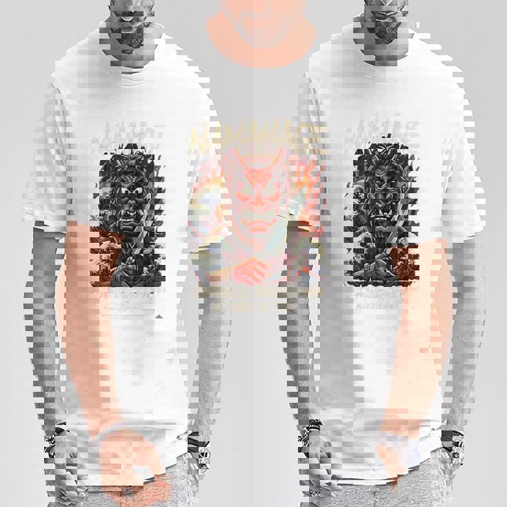 なまはげ 日本のブギーマン 、民話 妖怪 鬼 デーモン 波のアート Tシャツ 面白い贈り物