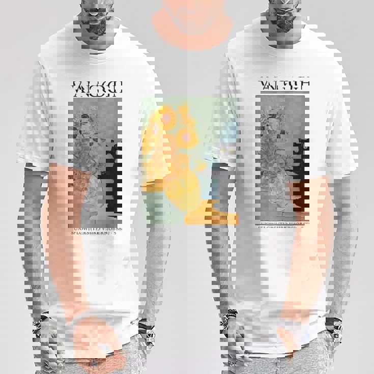 ひまわりと黒猫のヴィンテージアート 猫好き 猫飼い 猫 ネコ ねこくろねこ好き 面白い Tシャツ 面白い贈り物