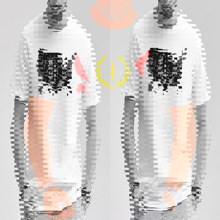 アメリカアフリカ ヘリテージフラッグ アメリカンブラック ヘリテージフラッグ Tシャツ 面白い贈り物