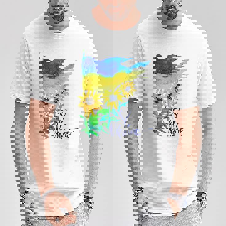 ウクライナ国旗 ひまわりの愛 ウクライナの強い服 Tシャツ 面白い贈り物