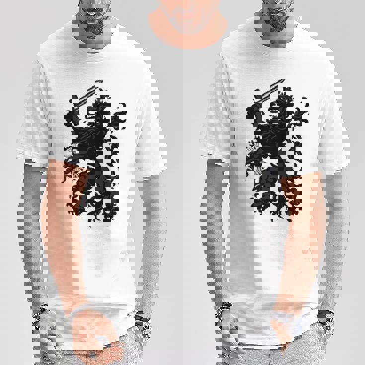 オランダ国旗 オランダプライド オランダルーツ ライオンコート Tシャツ 面白い贈り物