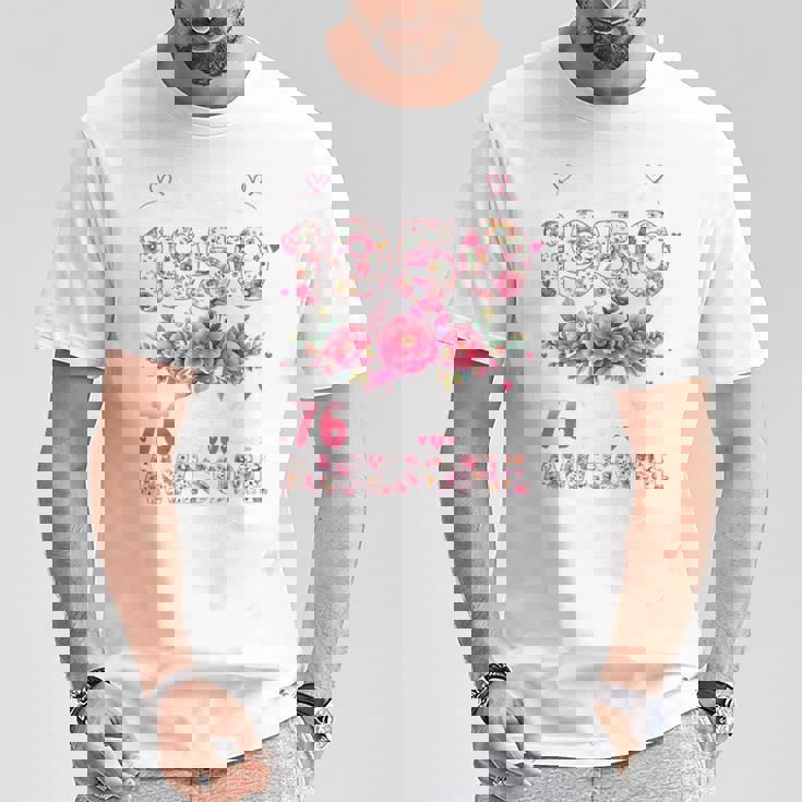 オンバック 76歳 1950年3月 花柄 76歳の誕生日 Tシャツ 面白い贈り物