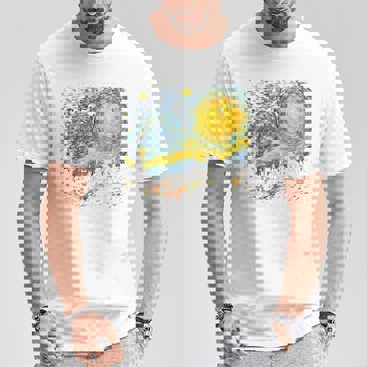 カエル 星月夜 面白い カエル ゴッホ 美的アート ミーム Tシャツ 面白い贈り物