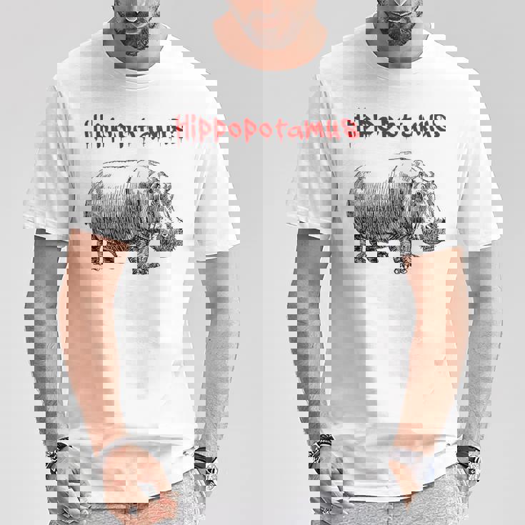 カバ ヴィンテージ シンプル ミニマリスト カバ グラフィック Tシャツ 面白い贈り物