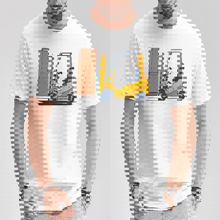 キッズ フォークリフト車両工事現場掘削機建設作業員 男の子 Tシャツ 面白い贈り物