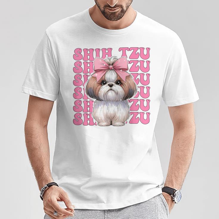 コケット 弓 シーズー 女の子 犬 ママ 母の日 ピンク Tシャツ 面白い贈り物