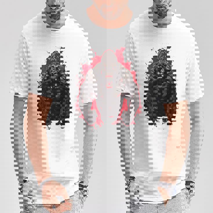 ゴリラ・ボディビル・ワークアウト バックプリント・ジム Tシャツ 面白い贈り物