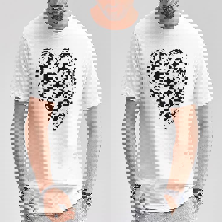 シックなハートプリントの牛柄。 Tシャツ 面白い贈り物