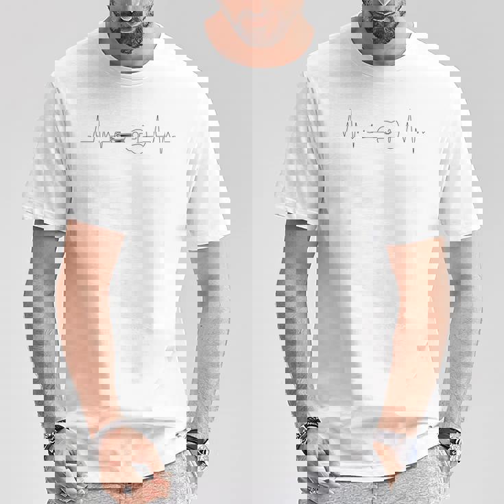 ジャズ、ソウル、クラシック音楽、ハートビートアコースティックギター Tシャツ 面白い贈り物