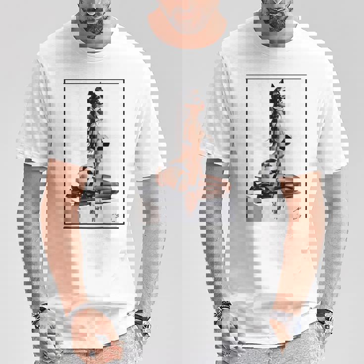 セクシーガールグラフィックtシャツ バッドキティ ピンナップ バックプリント Tシャツ 面白い贈り物