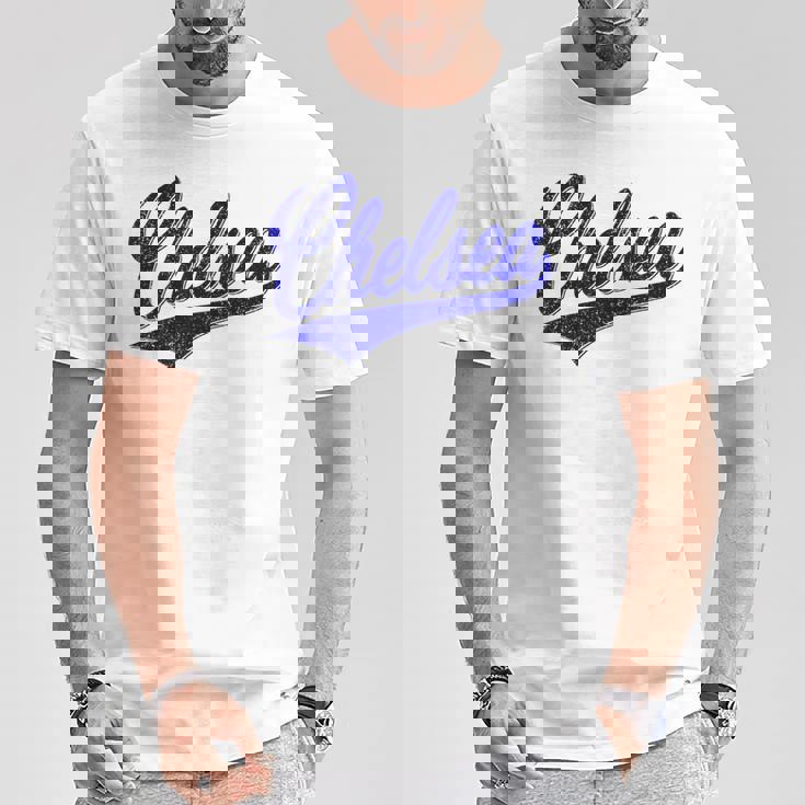 チェルシー ロンドン イングランド バーシティ スクリプト クラシック スポーツ ジャージ Tシャツ 面白い贈り物