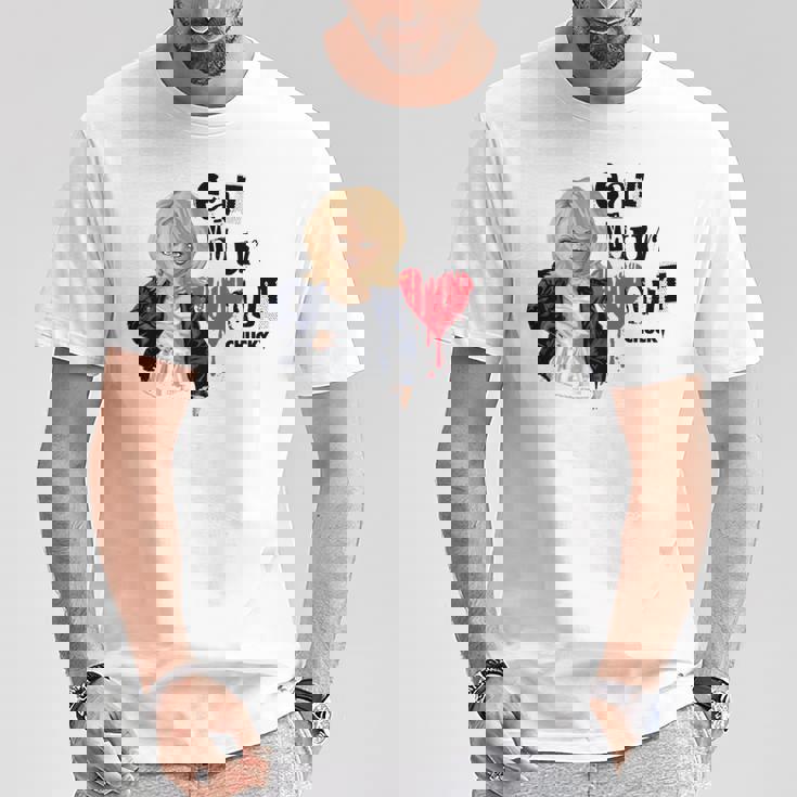 チャッキー・ティファニー・イート・ユア・ハート・アウト・バレンタイン 長袖tシャツ Tシャツ 面白い贈り物