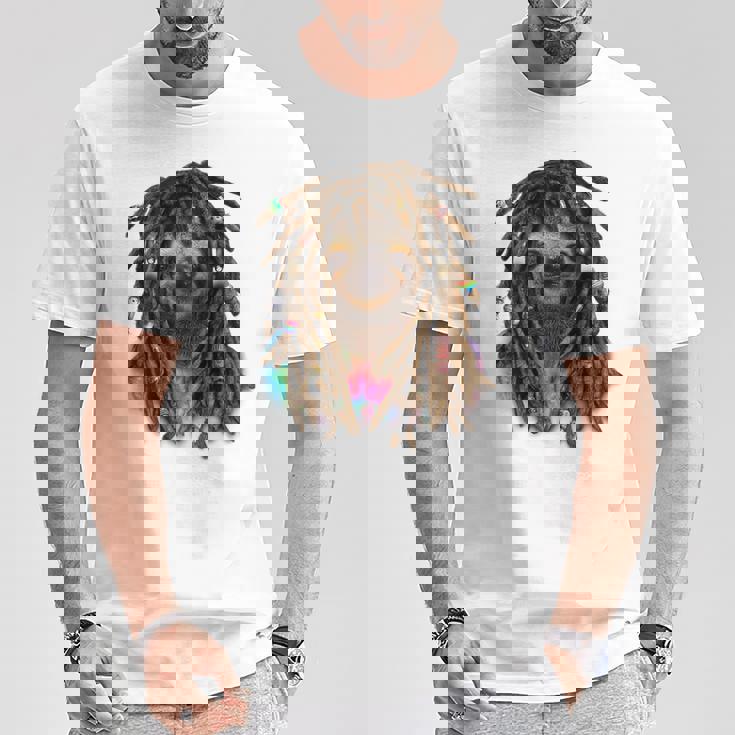 ドレッド ヒップホップ レゲエ 動物 ナマケモノ Tシャツ 面白い贈り物