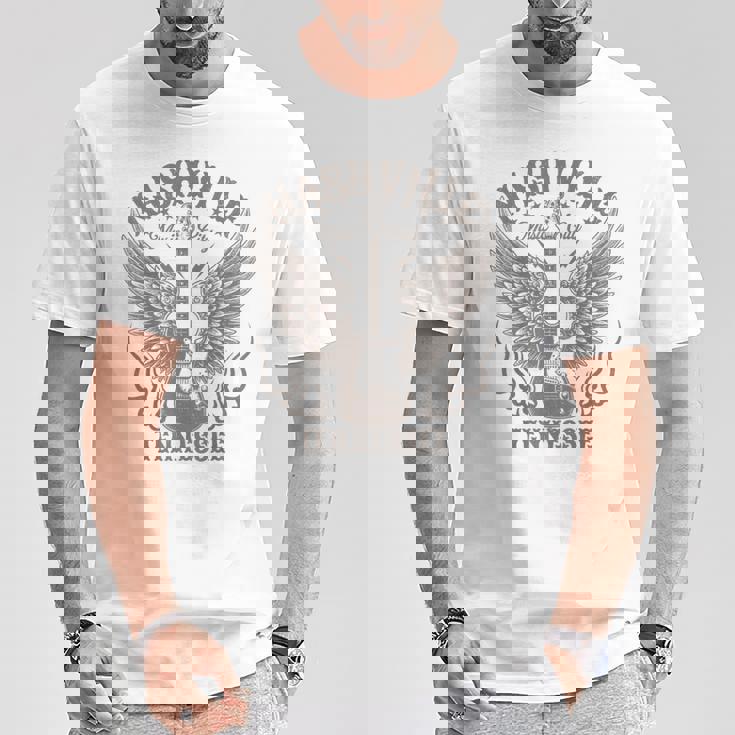 ナッシュビル テネシー ギター カントリーミュージック シティ レディース メンズ キッズ Tシャツ 面白い贈り物