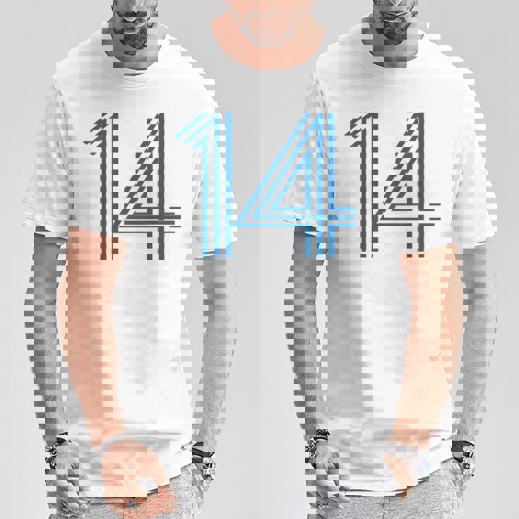 ナンバー14 シャツ レトロユニフォーム ヨーロッパスタイル バックプリントジャージ Tシャツ 面白い贈り物