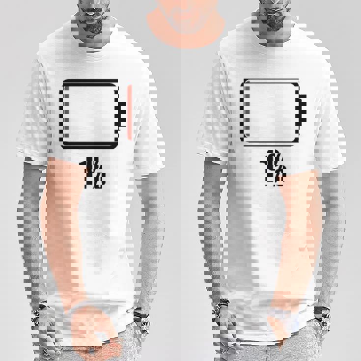 バッテリー1シャツ残り1バッテリーデッドシャツのバッテリー残量が少なくなりました。 Tシャツ 面白い贈り物