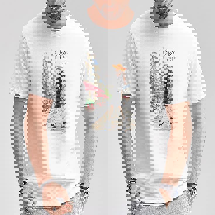 パリジャン エレガンス エッフェル塔 ファッション アート パリ フランス Tシャツ 面白い贈り物