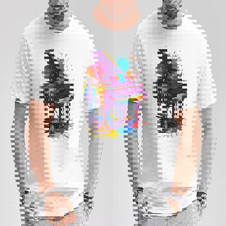 ピアノ ティー 楽器 ピアノ 長袖tシャツ Tシャツ 面白い贈り物