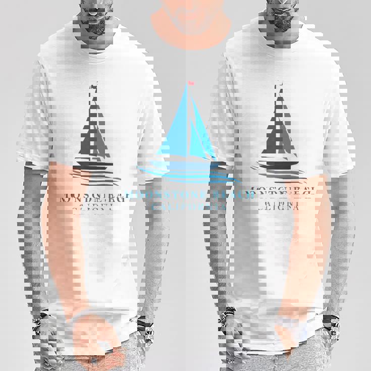 ムーンストーンビーチ カリフォルニア ヨットお土産 Tシャツ 面白い贈り物