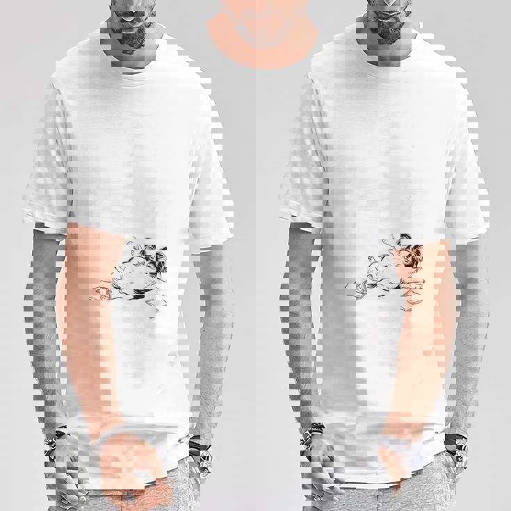 モテるデブ パピヨン グッズ ぽっちゃり 犬 おもしろ 面白い ネタ 笑える 和風 Tシャツ 面白い贈り物