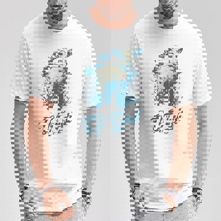 ラム オブ ゴッド キュート ヴィンテージ クリスチャン ラム デザイン 信仰 恋人 Tシャツ 面白い贈り物