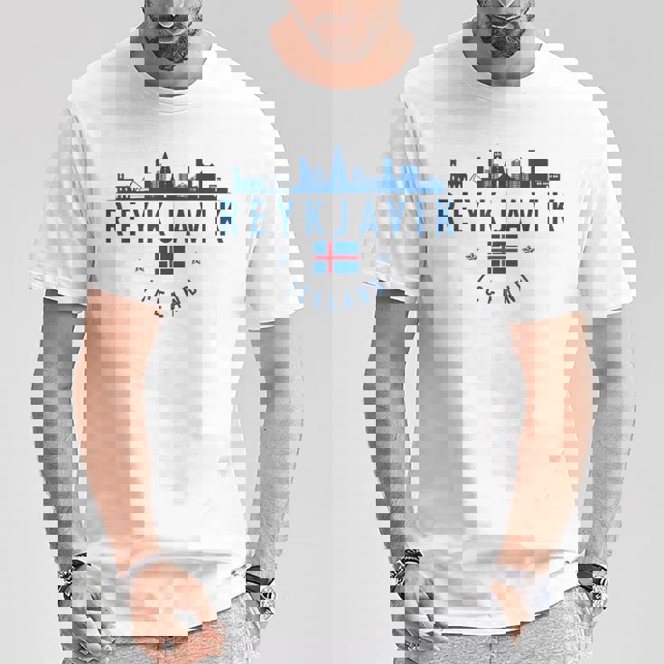 レイキャビク アイスランド アイスランド国旗 スカイライン プライド お土産 Tシャツ 面白い贈り物