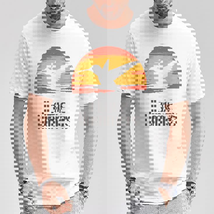 レトロ ヴィンテージ サンセット 2024 I Love Hummers コリブリ ハチドリ Tシャツ 面白い贈り物