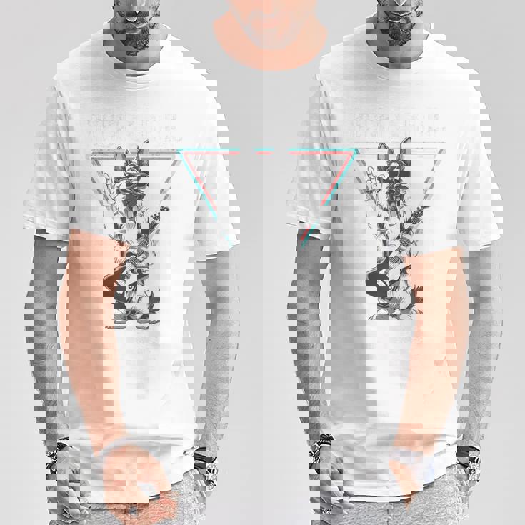 ロックンロール ドッグ ギター ミュージック バイブ Tシャツ 面白い贈り物
