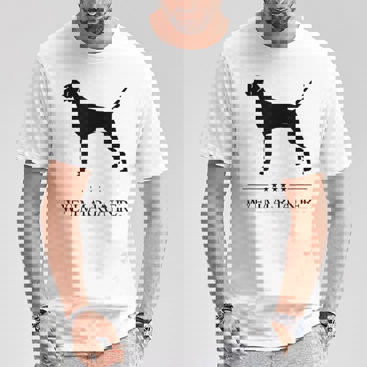 ワイマラナー ブラック シルエット Tシャツ 面白い贈り物