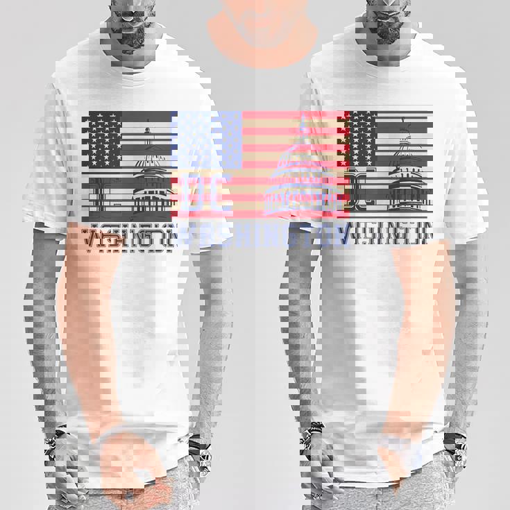 ワシントンdc アメリカ国旗tシャツ Tシャツ 面白い贈り物