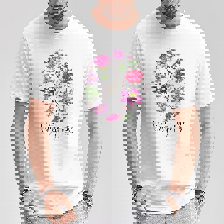 ヴィンテージ 1935年 蓮の花 日本の鶴 鳥 89歳の誕生日 Tシャツ 面白い贈り物