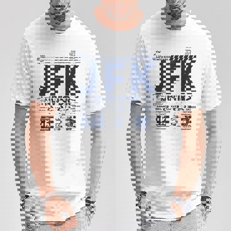 ヴィンテージ ニューヨーク Jfk 空港コード トラベルデイ レトロ Nyc 長袖tシャツ Tシャツ 面白い贈り物