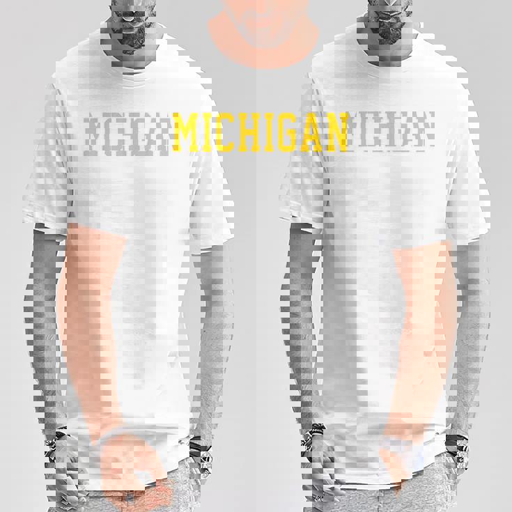 ヴィンテージ ミシガン メンズ ミシガン レディース レトロ ゴールド Tシャツ 面白い贈り物