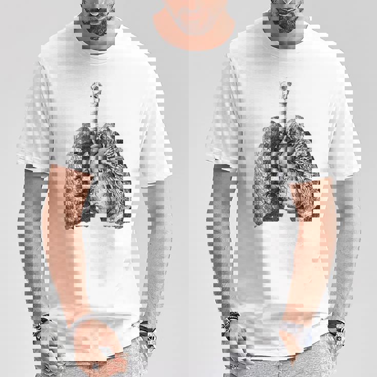 人間の心臓の肺 ビンテージ医療解剖学 解剖学的肺 Tシャツ 面白い贈り物