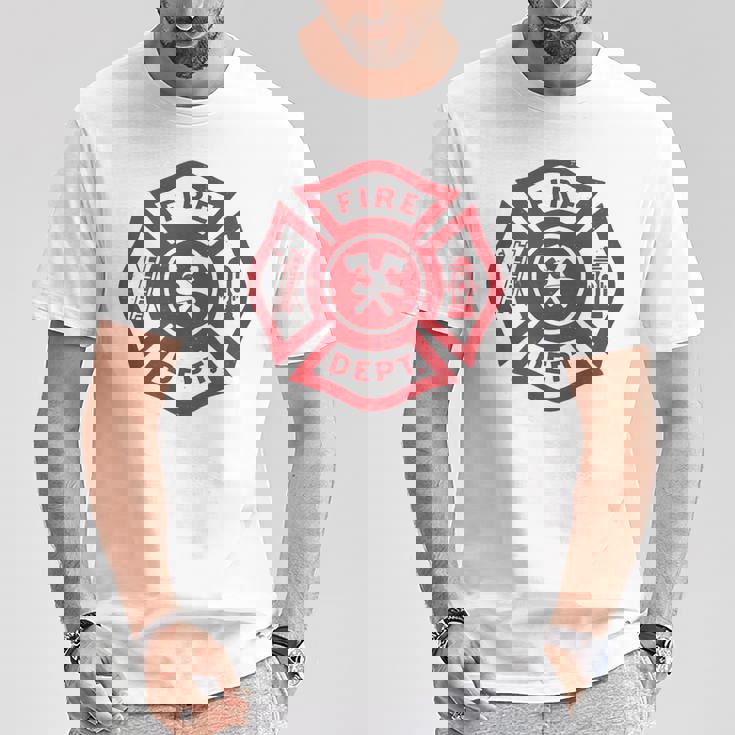 伝統的な消防署救助隊員エンブレムアート。 Tシャツ 面白い贈り物