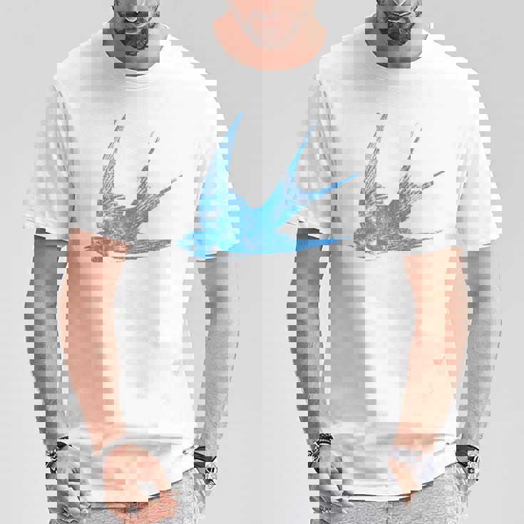 古びたツバメの青い鳥 シルエット 鳥 鳥 イラスト Tシャツ 面白い贈り物