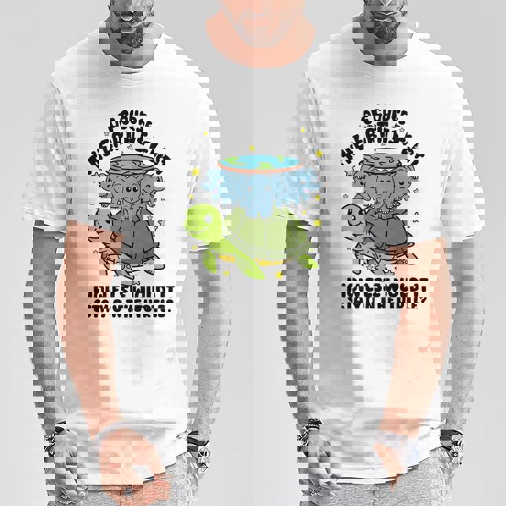 平らな地球協会 面白い陰謀論 亀の象 長袖tシャツ Tシャツ 面白い贈り物