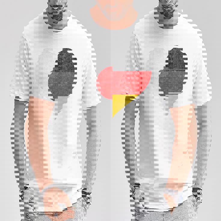 日本 ドイツ 国旗 ハート サッカー Tシャツ 面白い贈り物