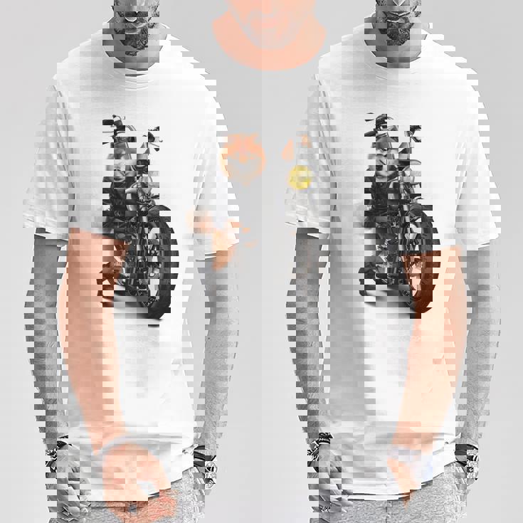 柴犬 いばけん 犬 バイク バイカー 長袖tシャツ Tシャツ 面白い贈り物