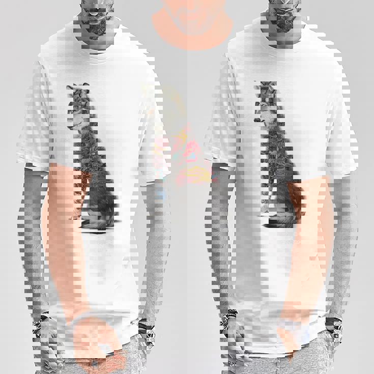 灰色オオカミ 伝統的な日本の龍の入れ墨 入泉 Tシャツ 面白い贈り物