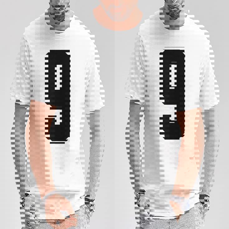 番号9 ナインスポーツジャージ 誕生日年齢 ラッキーナンバーブラック Tシャツ 面白い贈り物