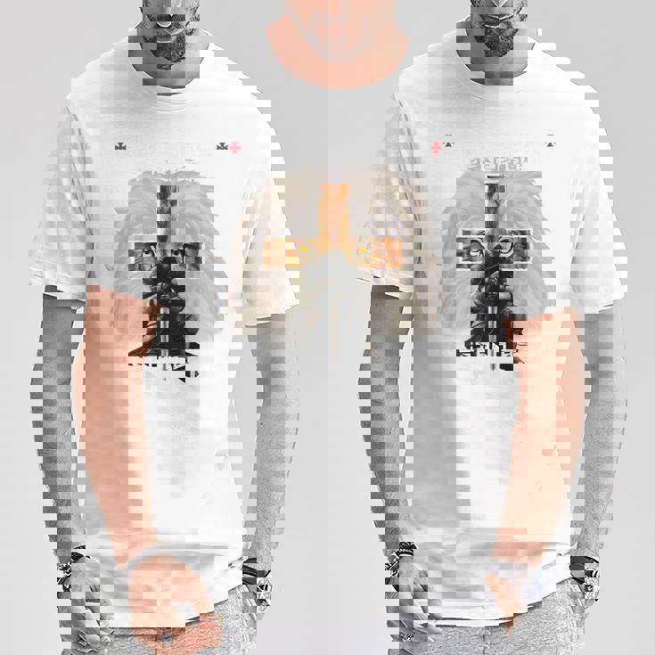 祈り 戦士 ライオン ユダ グラフィック クリスチャン クロスバック プリント Tシャツ 面白い贈り物