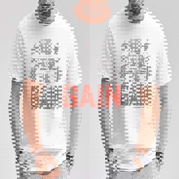 裏面にプリント No Pain No Gainign No Pain No Gain Meme Tシャツ 面白い贈り物