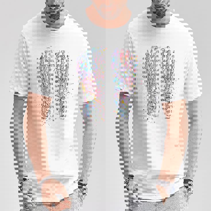 足解剖学 水彩 骨格 足 筋肉 Tシャツ 面白い贈り物