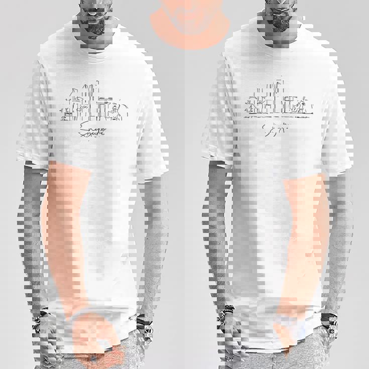 都市 スカイライン 旅行 お土産 観光 シンガポール Tシャツ 面白い贈り物