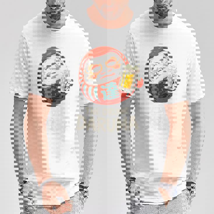 酔っぱらい だるま 日本の漢字 お土産 ビール アート 日本 ユーモア Tシャツ 面白い贈り物