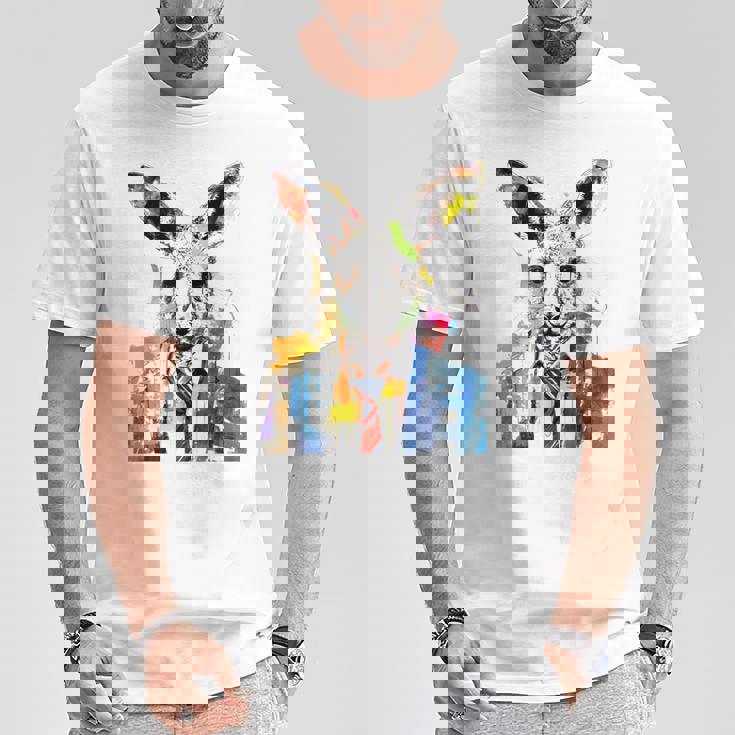 鮮やかなカンガルー、ネクタイ付き。 Tシャツ 面白い贈り物