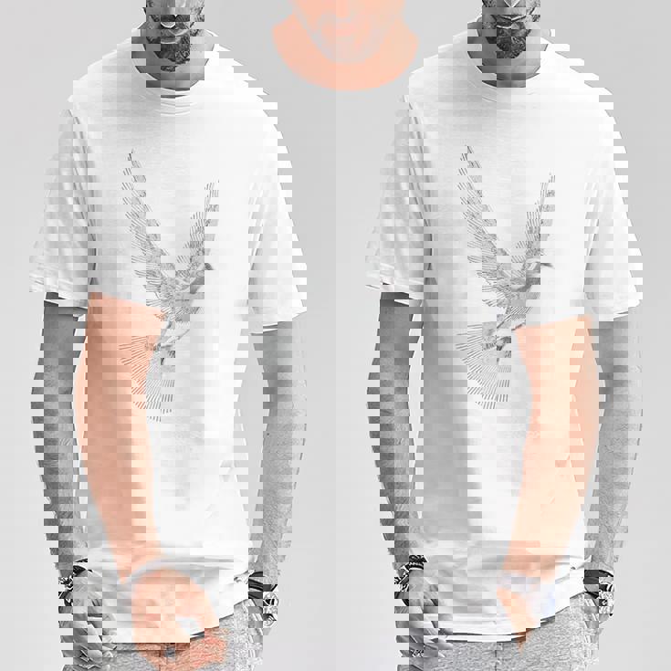 鳩 動物 男性 女性 モチーフ 恋人 自由 デザイン 平和 Tシャツ 面白い贈り物